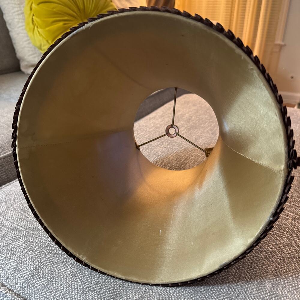 Antique Brown Lamp Shade Silk Metal Embellished Ribbon - Picture 5 of 11